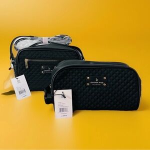 London Fog Eloise 2pc Quilted Black Travel Set